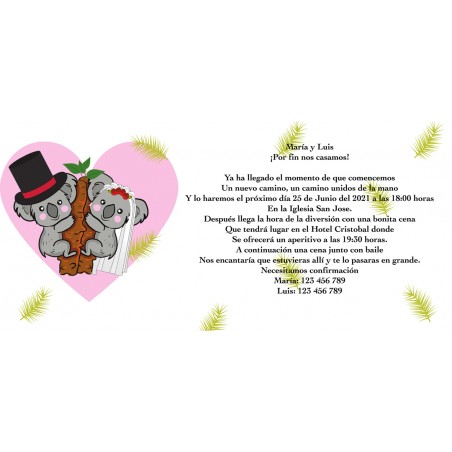 Invito a nozze koala