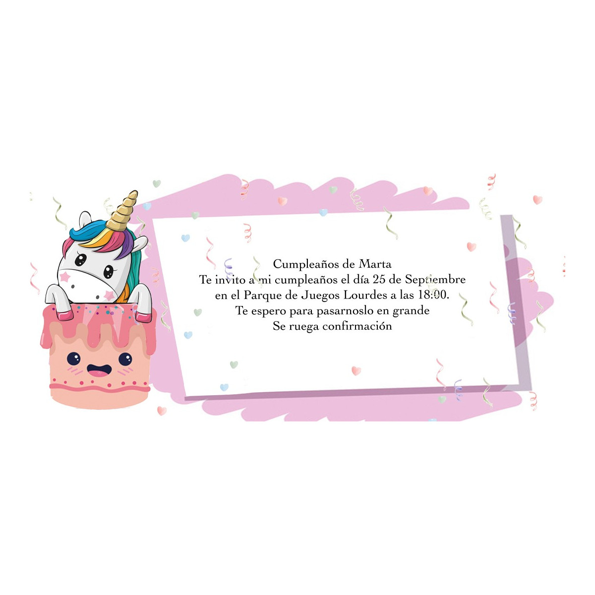 Invito unicorno personalizzato per il compleanno
