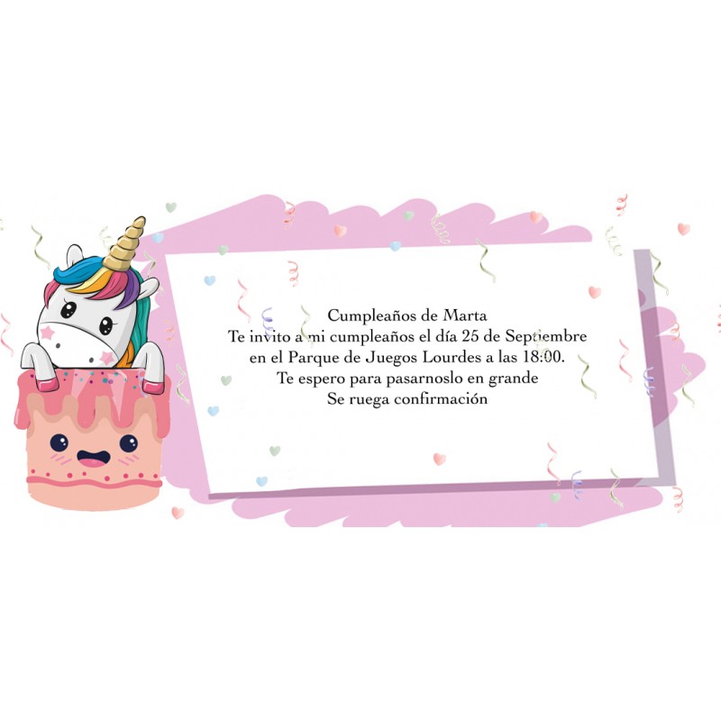 Invito unicorno personalizzato per il compleanno