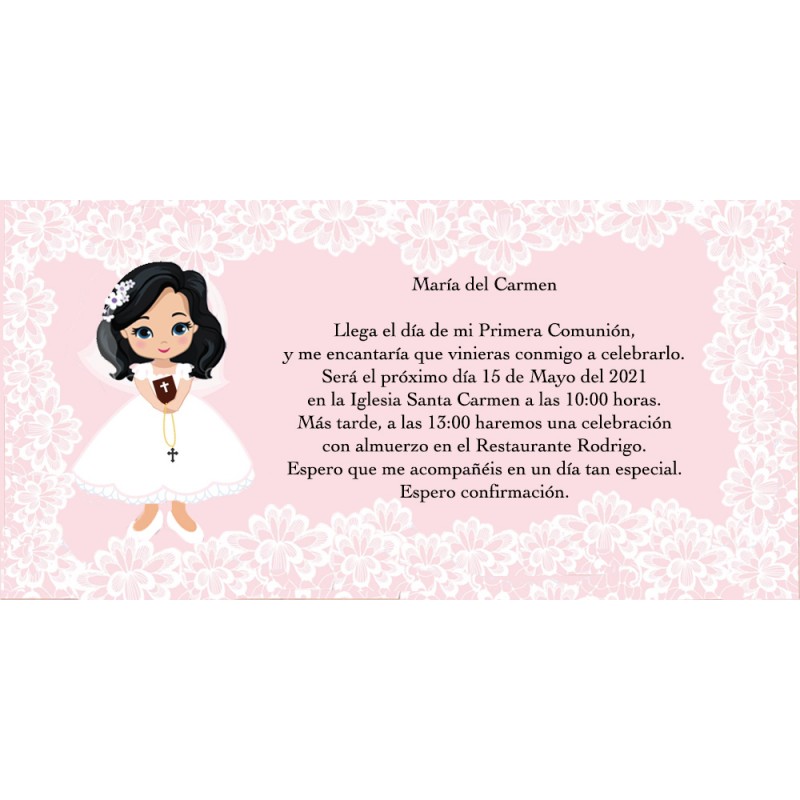 Invito per la prima comunione della bambina