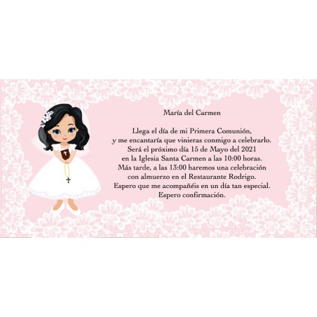 Invito per la prima comunione della bambina