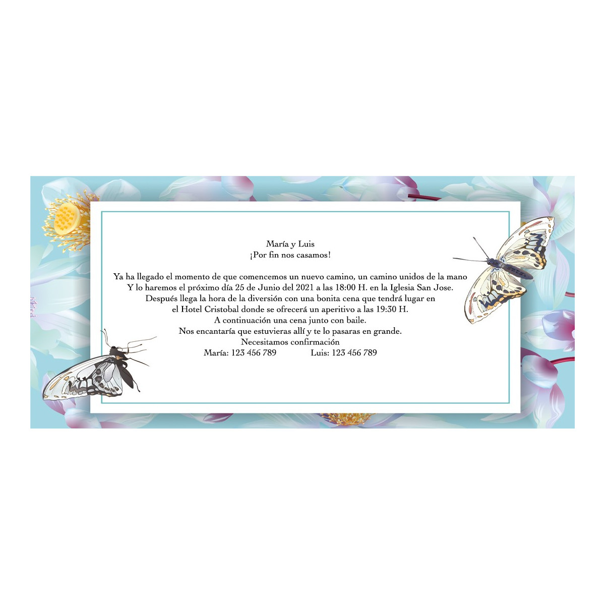 Inviti di nozze personalizzati farfalla
