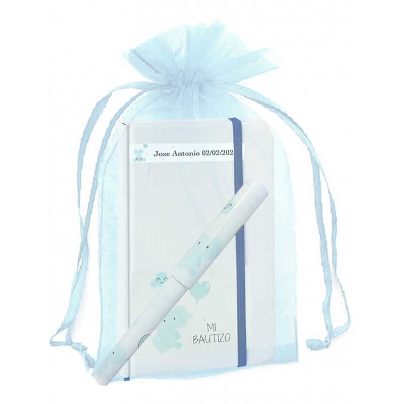 Quaderno per battesimo personalizzato con penna coordinata