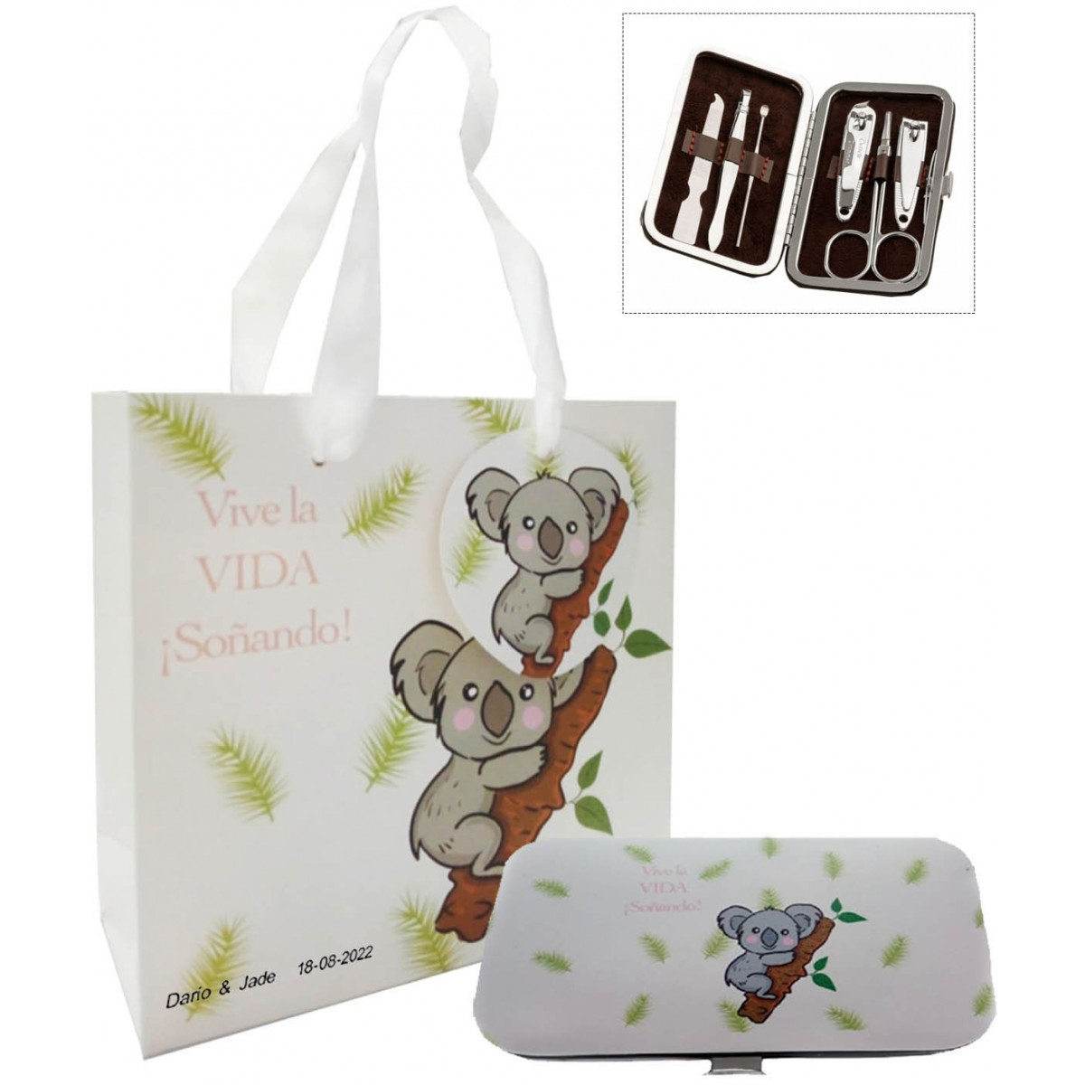 Set di manicure koala personalizzato con borsa per matrimonio