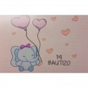Libretto elefante personalizzato con penna e sacchetto in organza battesimo