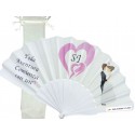 Ventilatore personalizzato per matrimoni con borsa in organza