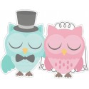 Adesivo matrimonio gufi