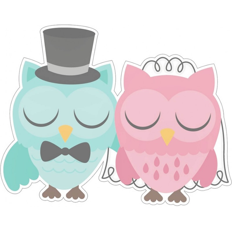 Adesivo matrimonio gufi