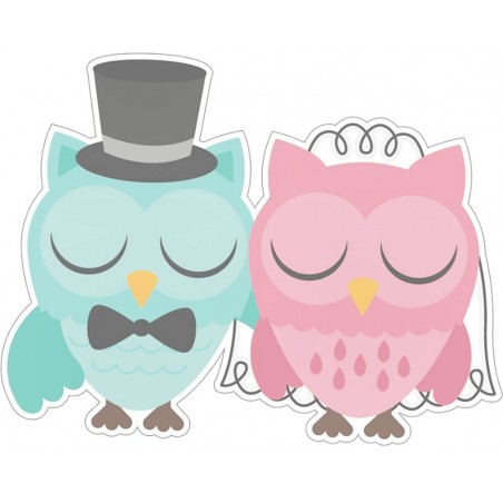 Adesivo matrimonio gufi