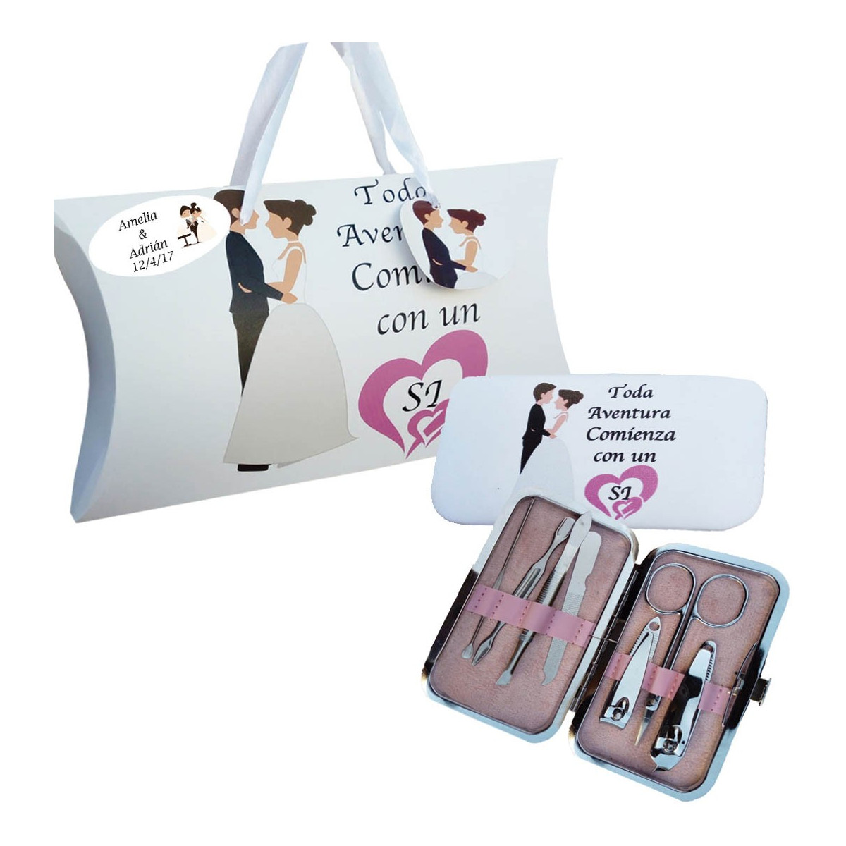 Set di manicure per matrimonio personalizzato con scatola e frase