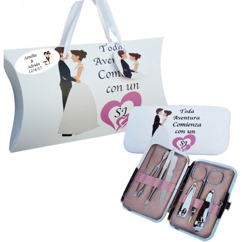 Set di manicure per matrimonio personalizzato con scatola e frase