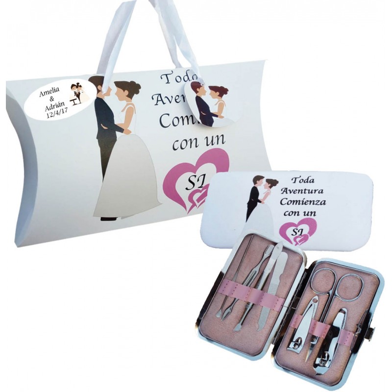 Set manicure per matrimonio personalizzato con scatola e frase