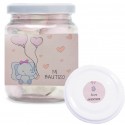 Barattolo di plastica con nuvole dolci personalizzato per battesimo