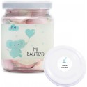 Bottiglia di battesimo in pvc trasparente personalizzata con nuvole dolci