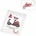 Portachiavi moto in scatola di acetato con adesivo personalizzato
