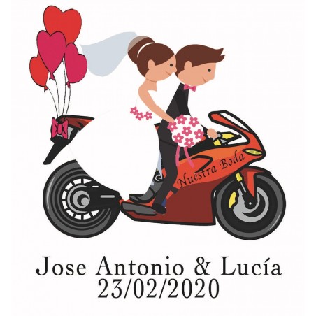 Portachiavi moto in scatola di acetato con adesivo personalizzato