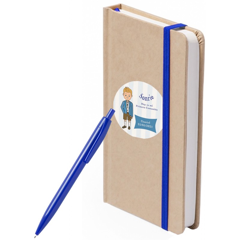 Quaderno e penna personalizzati per comunione bimbo
