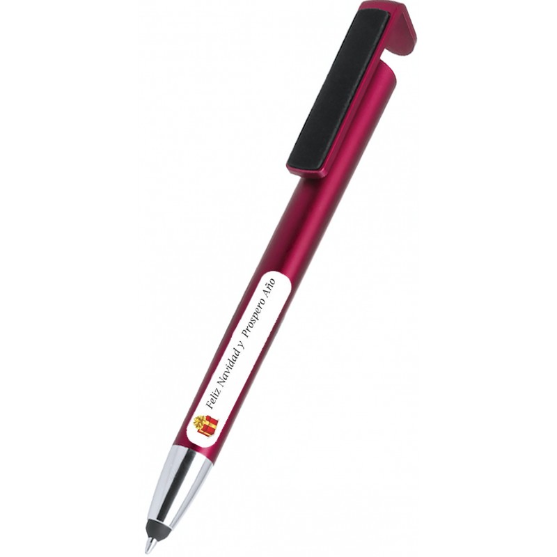 Penna a sfera con supporto e puntatore rosso natalizio personalizzabile