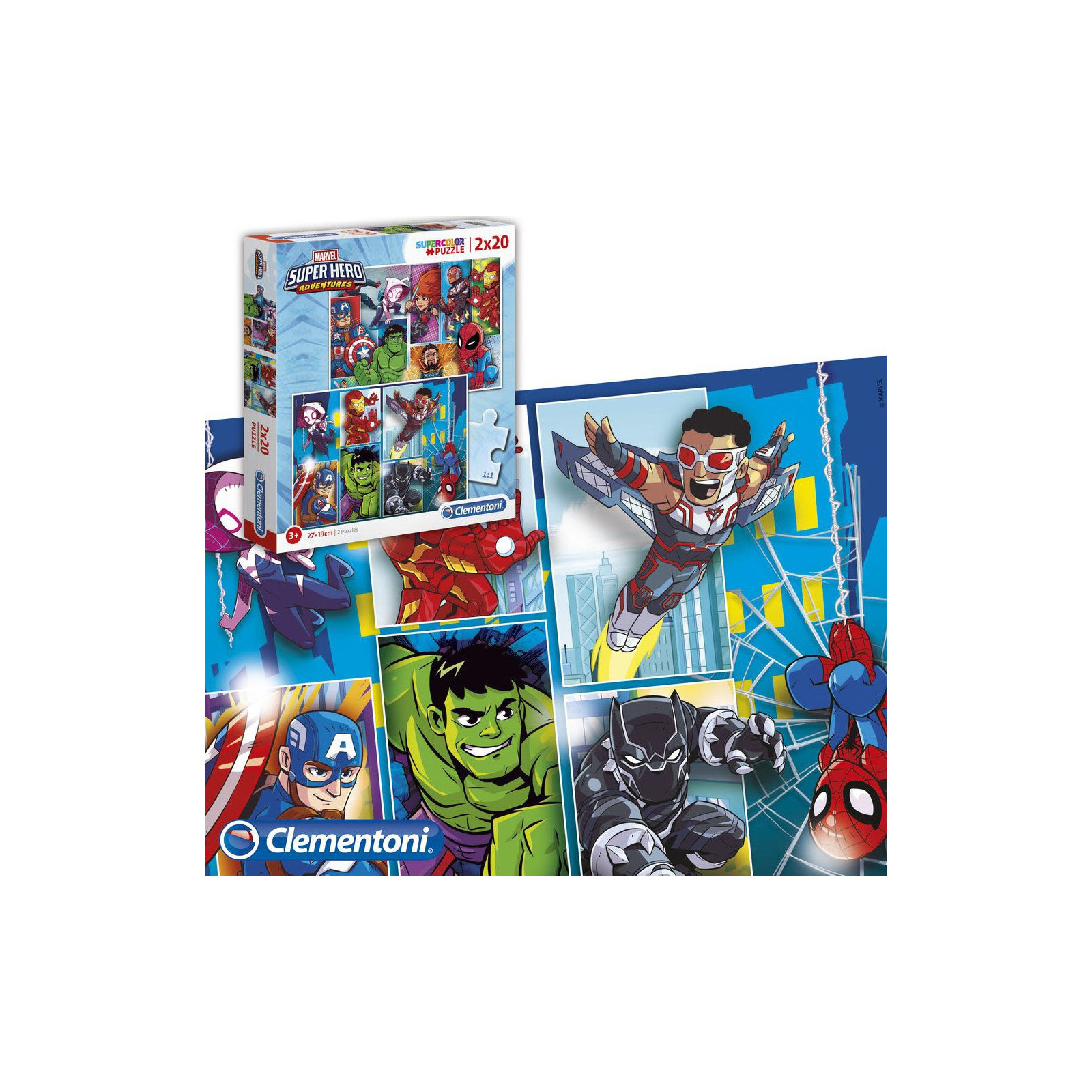 Set puzzle da 20 pezzi marvel super heroes
