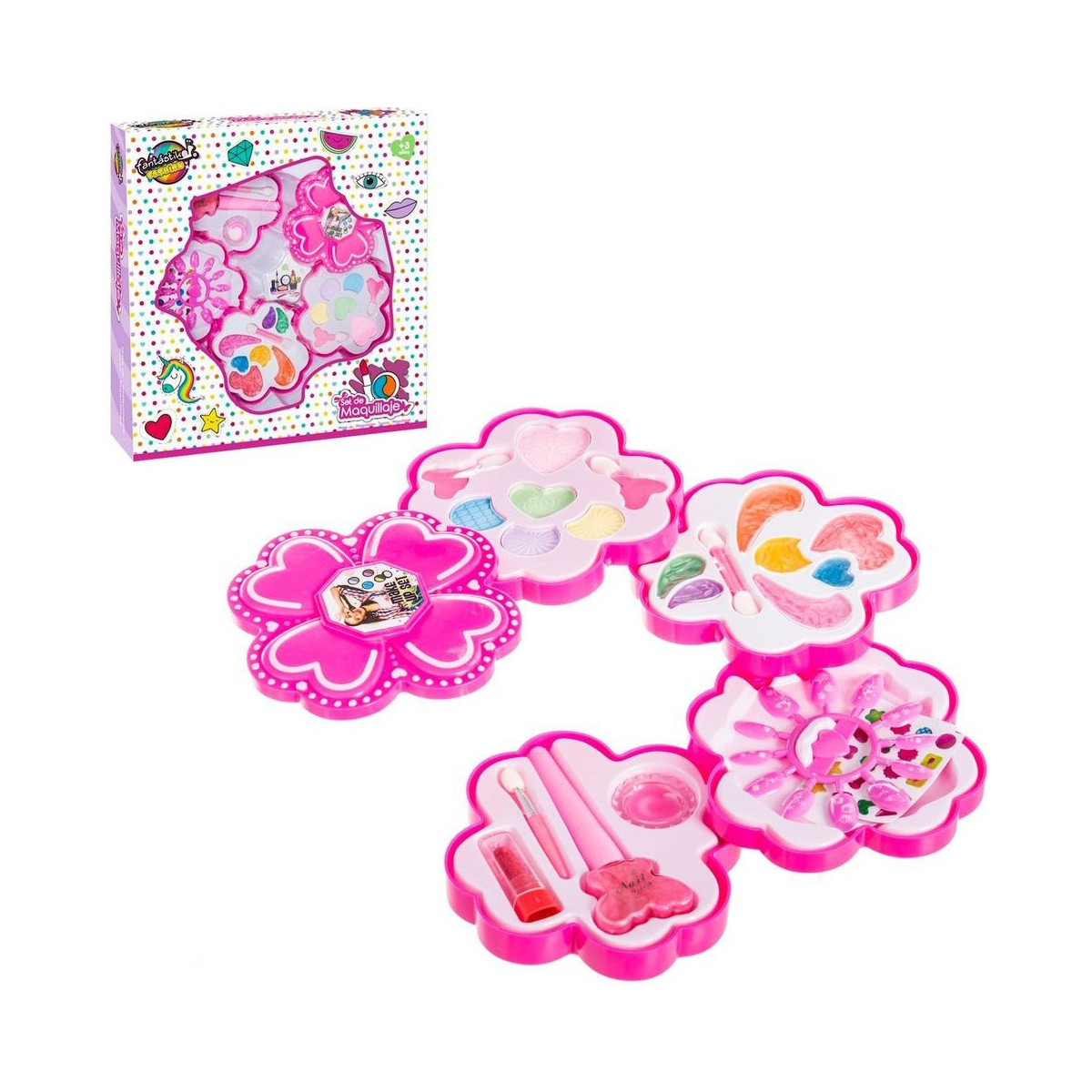 Pink flower makeup set 4 livelli per ragazze