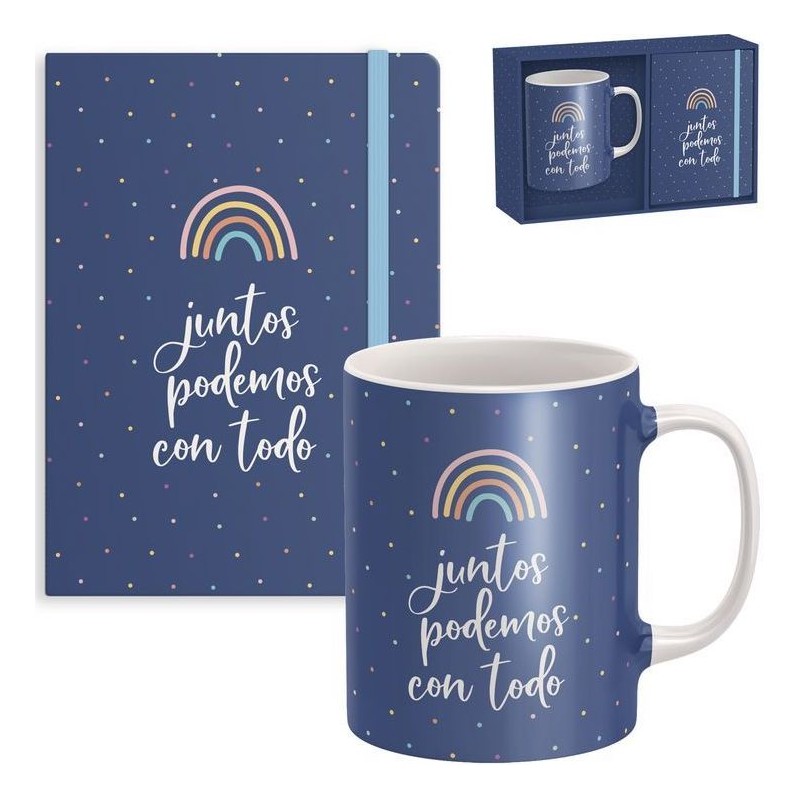 Set Regalo Tazza Con Taccuino Blu Set Regalo Tazza Con Taccuino Blu