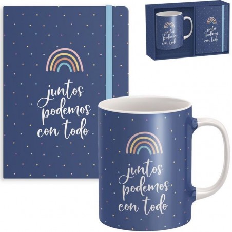 Set regalo tazza con taccuino blu