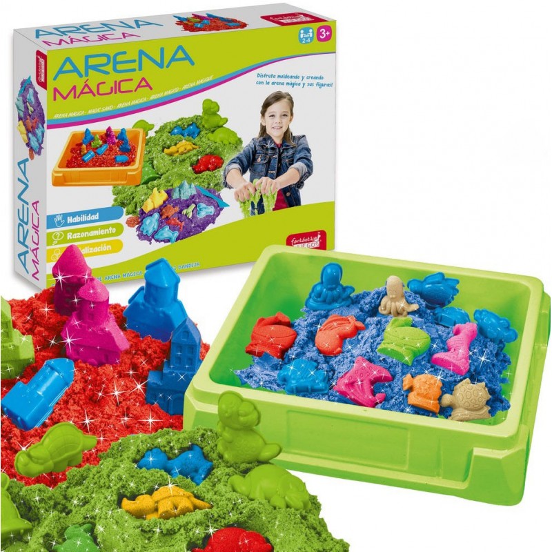Magic sand to play tray and moulds