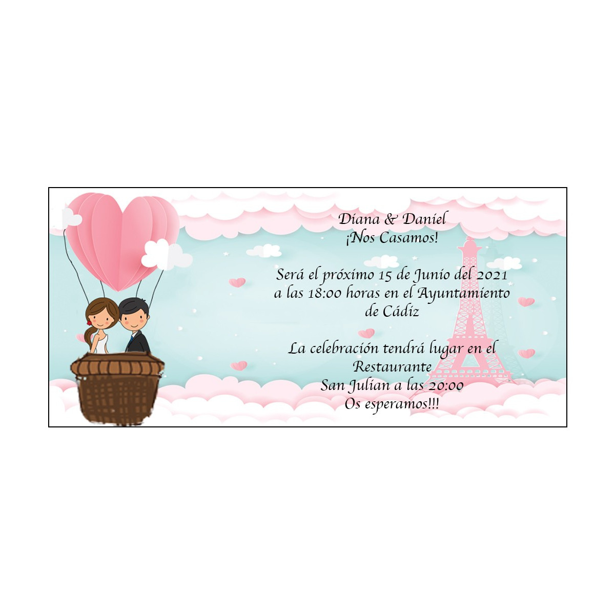 Inviti di matrimonio Torre Eiffel