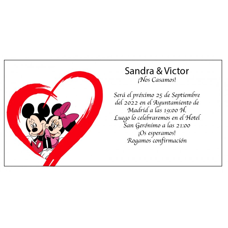Inviti nozze topolino e minnie