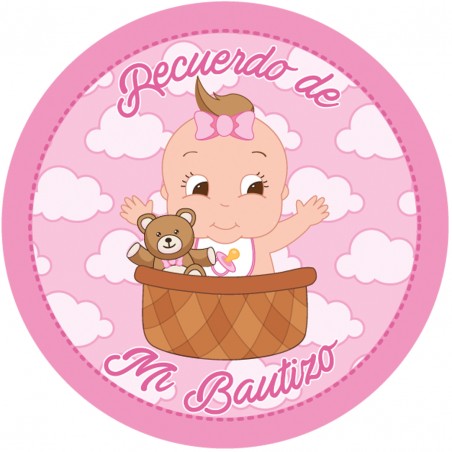 Borsa bianca con adesivi per battesimo