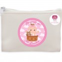 Borsa bianca con adesivi per battesimo