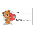Carta adesiva per regali cuore orso per mettere nomi
