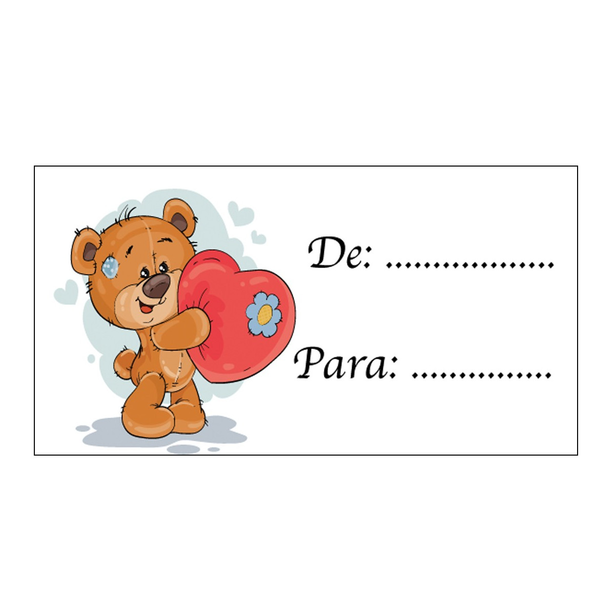Carta adesiva per cuore orso per mettere nomi