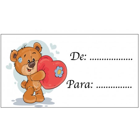 Carta adesiva per cuore orso per mettere nomi