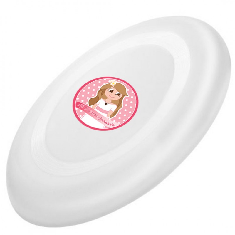 Frisbee bianco per bambini con adesivo comunione