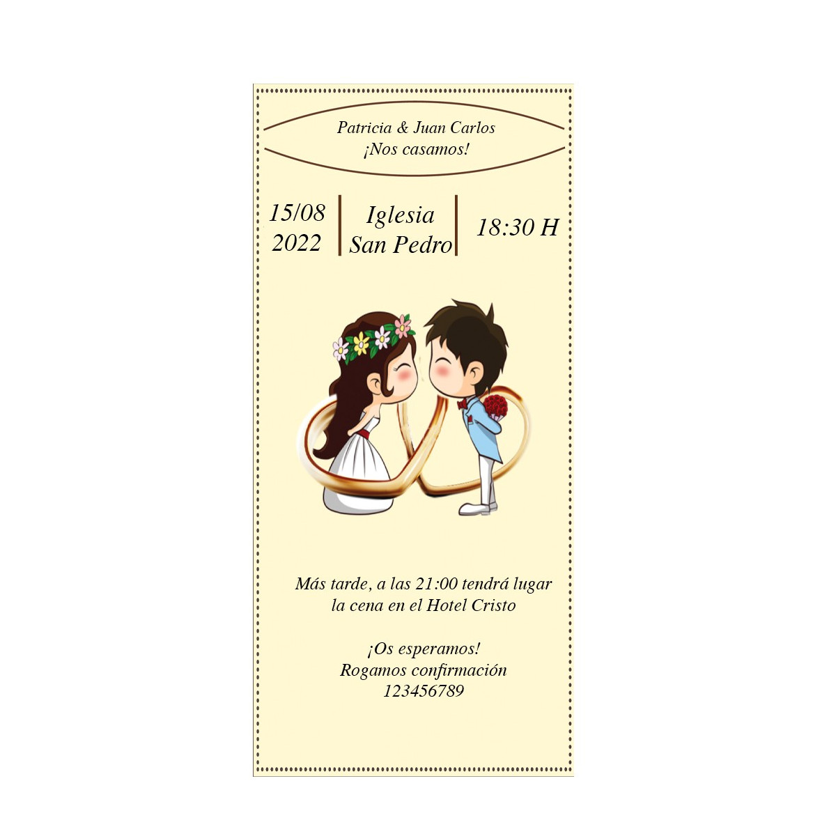 Invito di matrimonio per giovani sposi