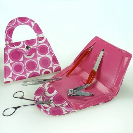 Set manicure a forma di borsa per ospiti