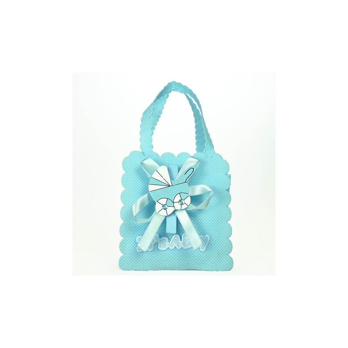 Borsa per battesimo decorata blu