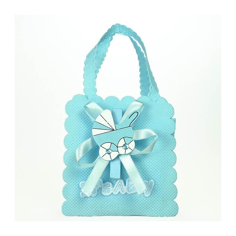 Borsa per battesimo decorata blu