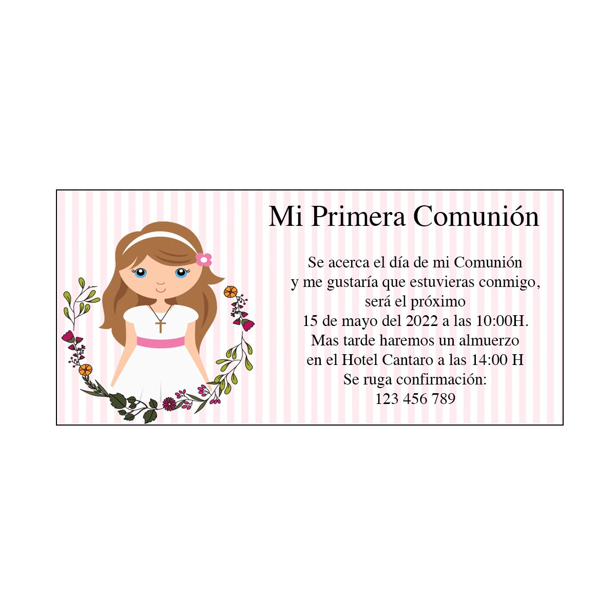 Inviti comunione bambina personalizzati