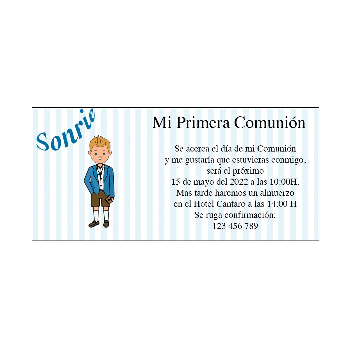 Invito comunione bambino personalizzato