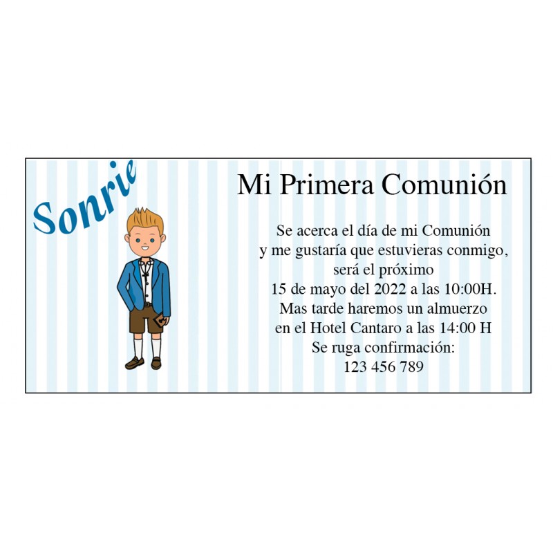 Invito comunione bambino personalizzato