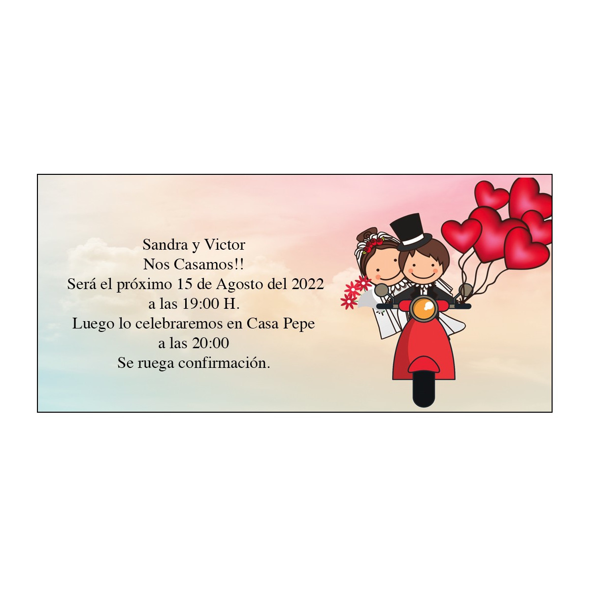 Inviti di matrimonio sposi vespa