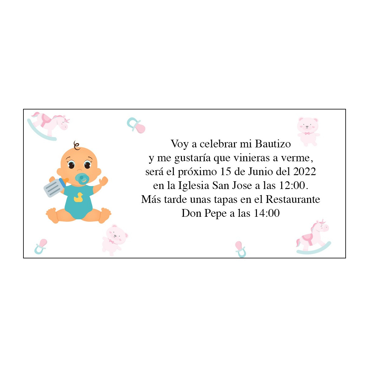 Inviti personalizzati per il battesimo del bambino Alex