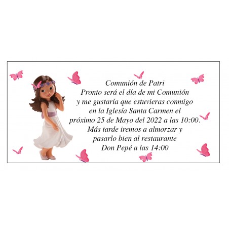 Invito alla comunione di patri girl con farfalle