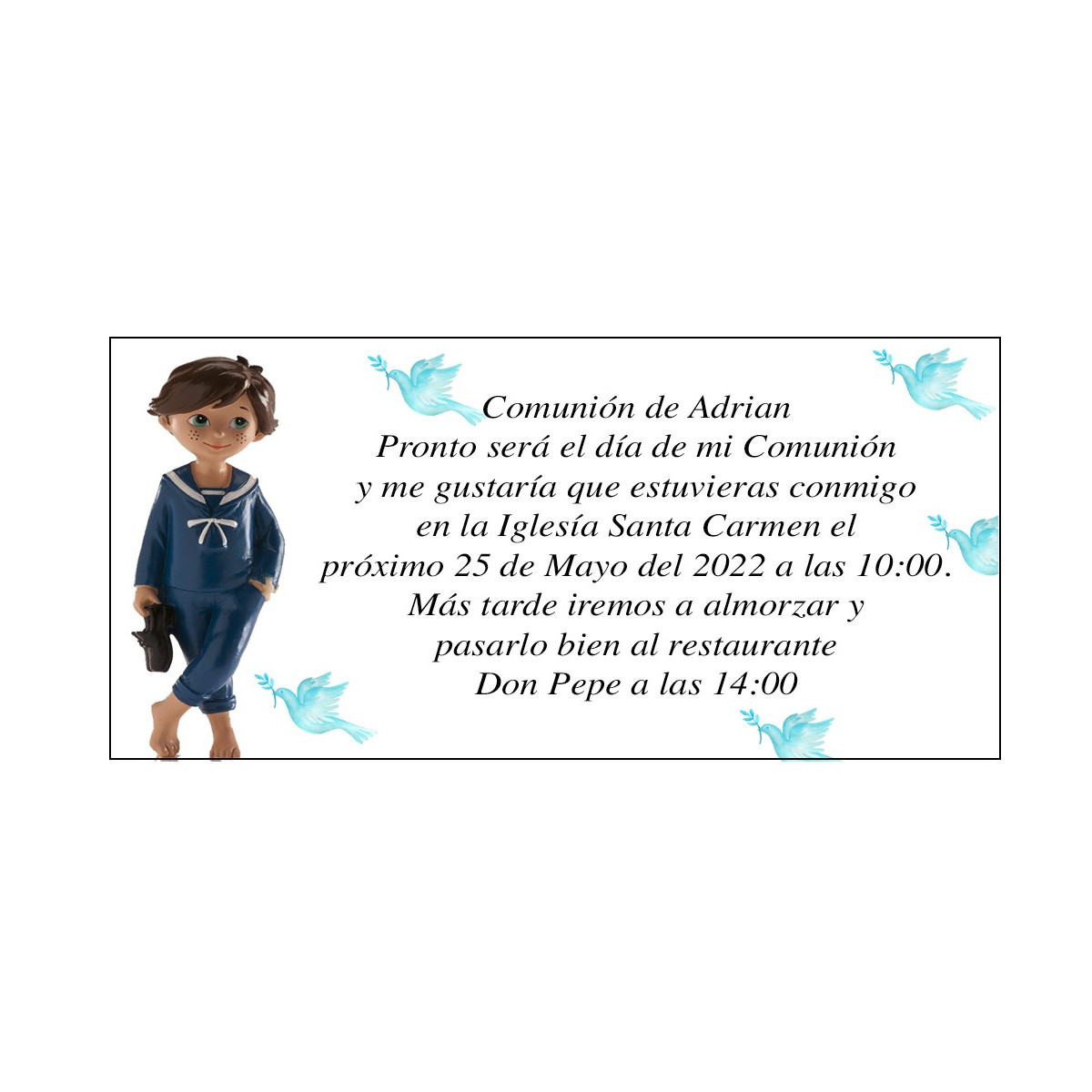 Invito per prima comunione bambino Adrian