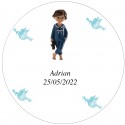 Adesivo tondo 5 cm per bimbo comunione adrian