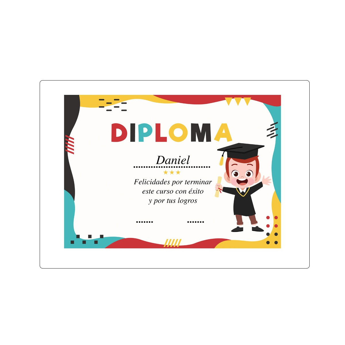Diploma di laurea infantile personalizzato