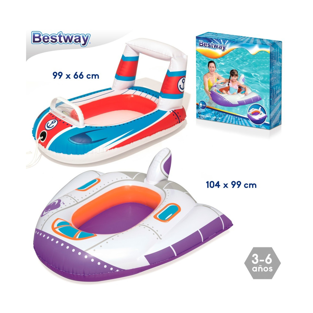 Veicoli barca per bambini 2 m gonfiabile 104 x 99 cm