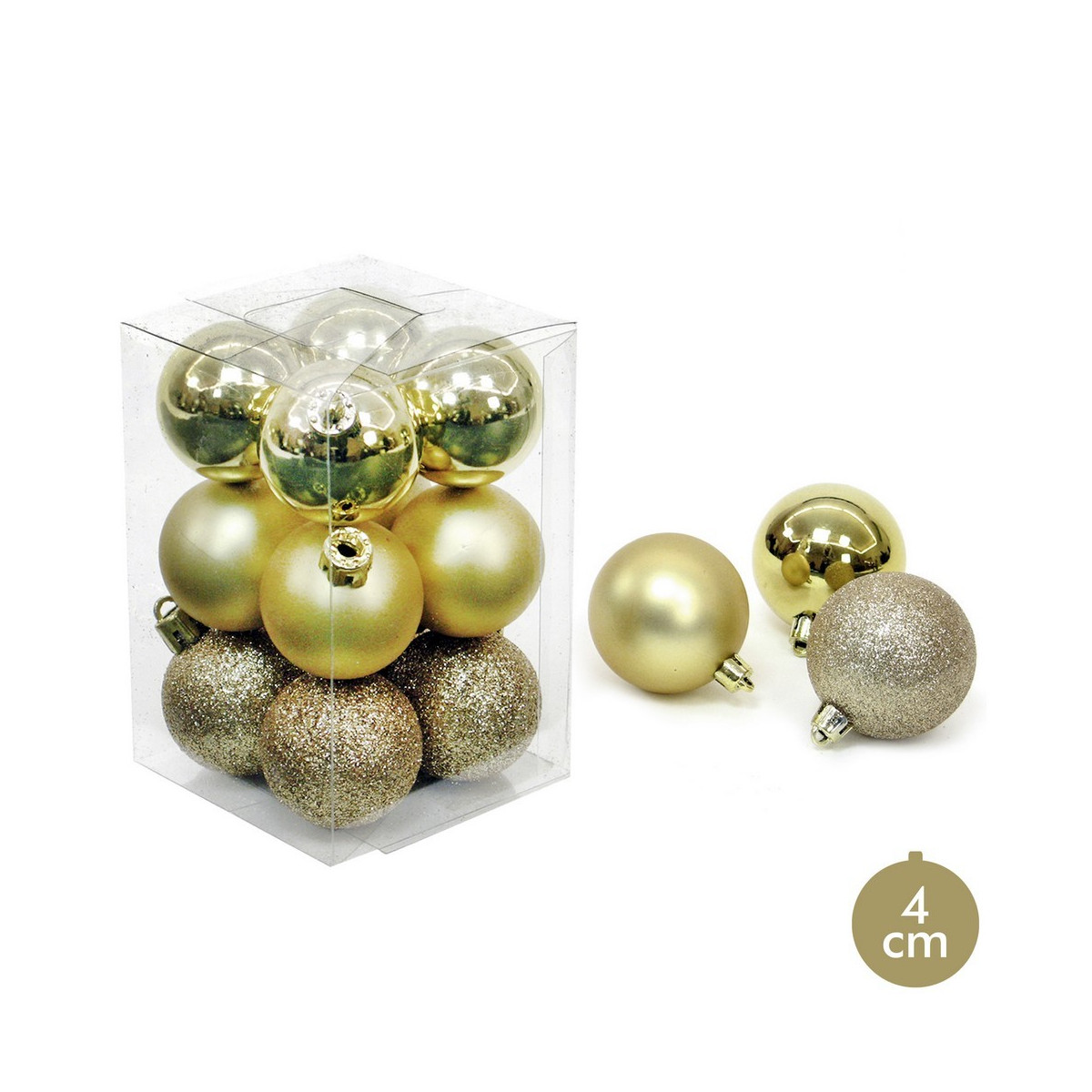 S 12 pallina d oro decorazione natalizia 4 x 4 x 4 cm
